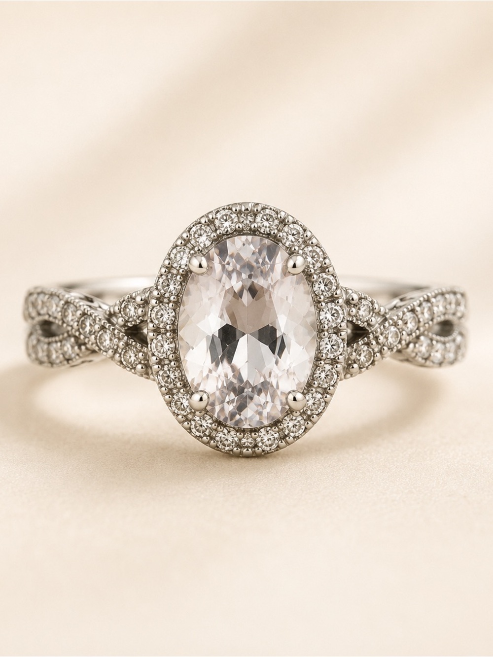Oval Halo Statement Ring | Pavé Sterling Silver | Size 6 | NWT!